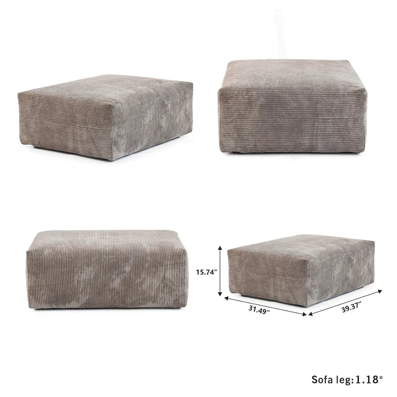141,73 Canapé sectionnel modulaire réversible en velours côtelé, grand, en forme de L avec pouf et oreiller