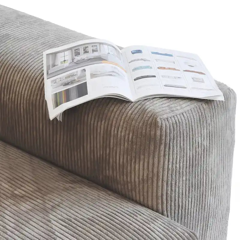 141,73 Canapé sectionnel modulaire réversible en velours côtelé, grand, en forme de L avec pouf et oreiller