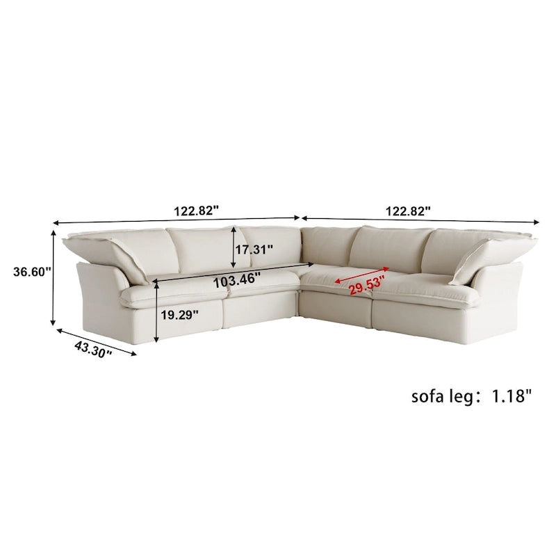 Canapé d'angle modulable moderne rembourré