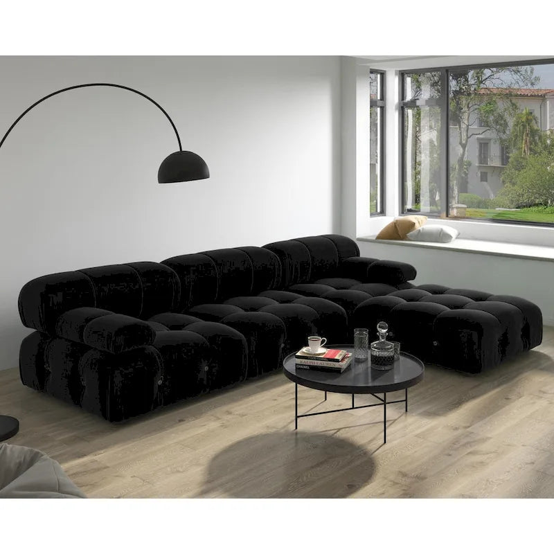 Canapé modulaire sectionnel à combinaison libre en velours noir
