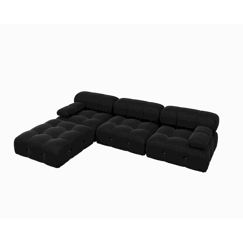 Canapé modulaire sectionnel à combinaison libre en velours noir