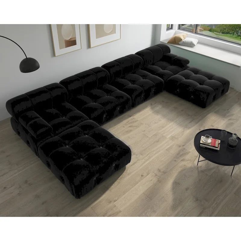 Canapé modulaire sectionnel à combinaison libre en velours noir