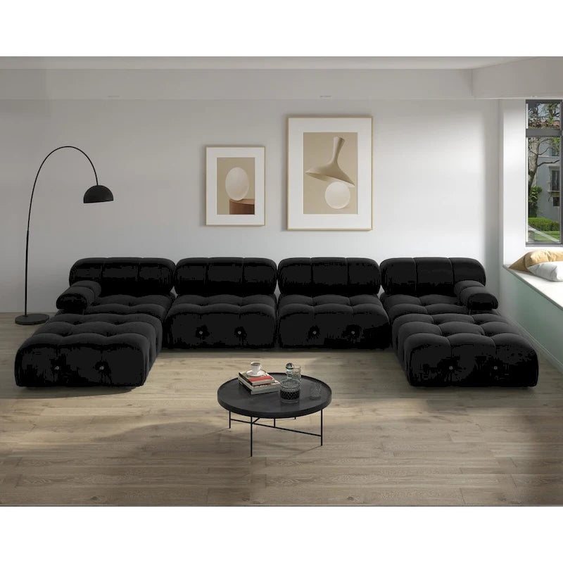 Canapé modulaire sectionnel à combinaison libre en velours noir