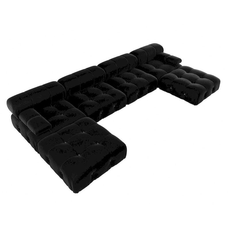 Canapé modulaire sectionnel à combinaison libre en velours noir