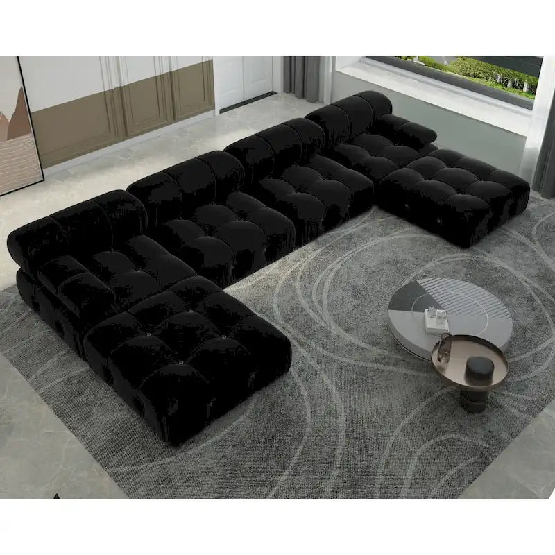 Canapé modulaire sectionnel à combinaison libre en velours noir