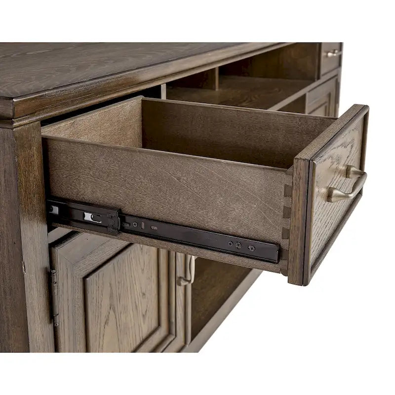 Meuble TV en bois massif — Design à panneaux assemblés en chêne