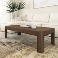 Table basse rectangulaire galbée en bois et poutre
