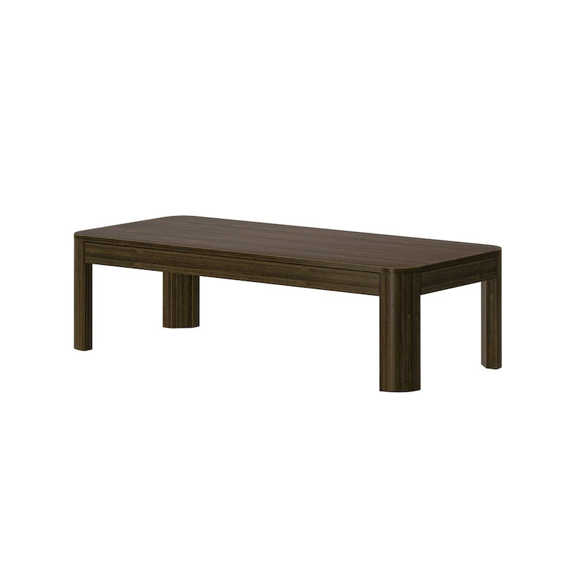 Table basse rectangulaire galbée en bois et poutre