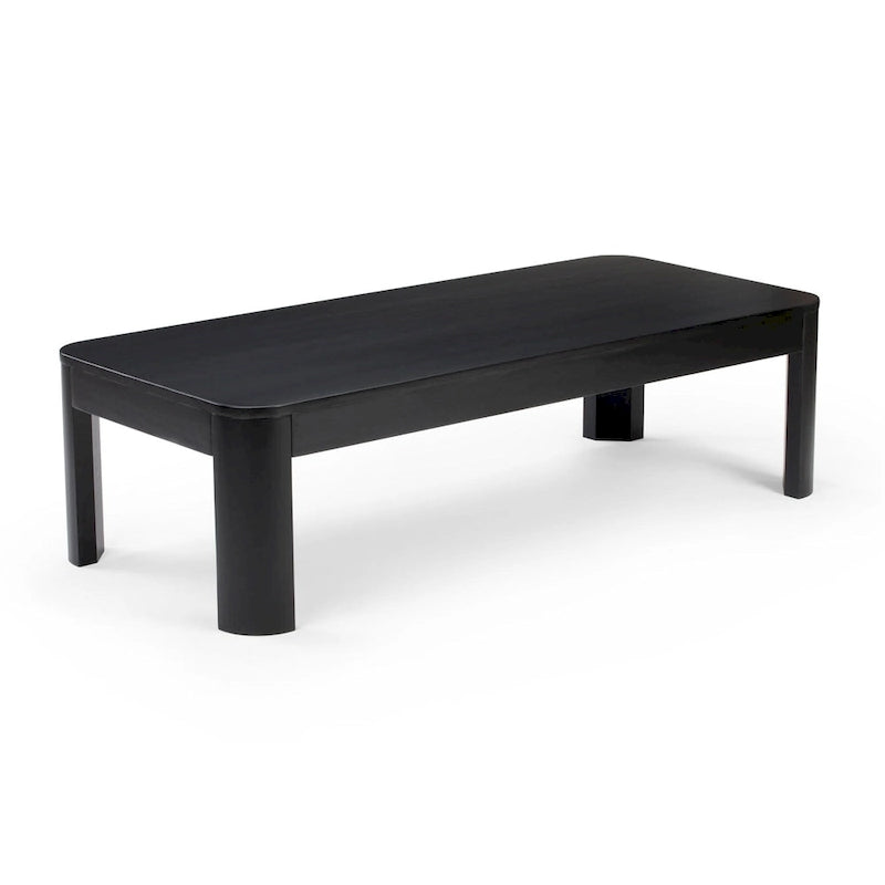 Table basse rectangulaire galbée en bois et poutre