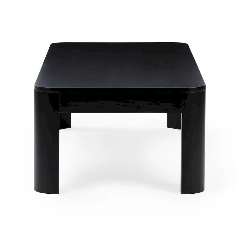 Table basse rectangulaire galbée en bois et poutre