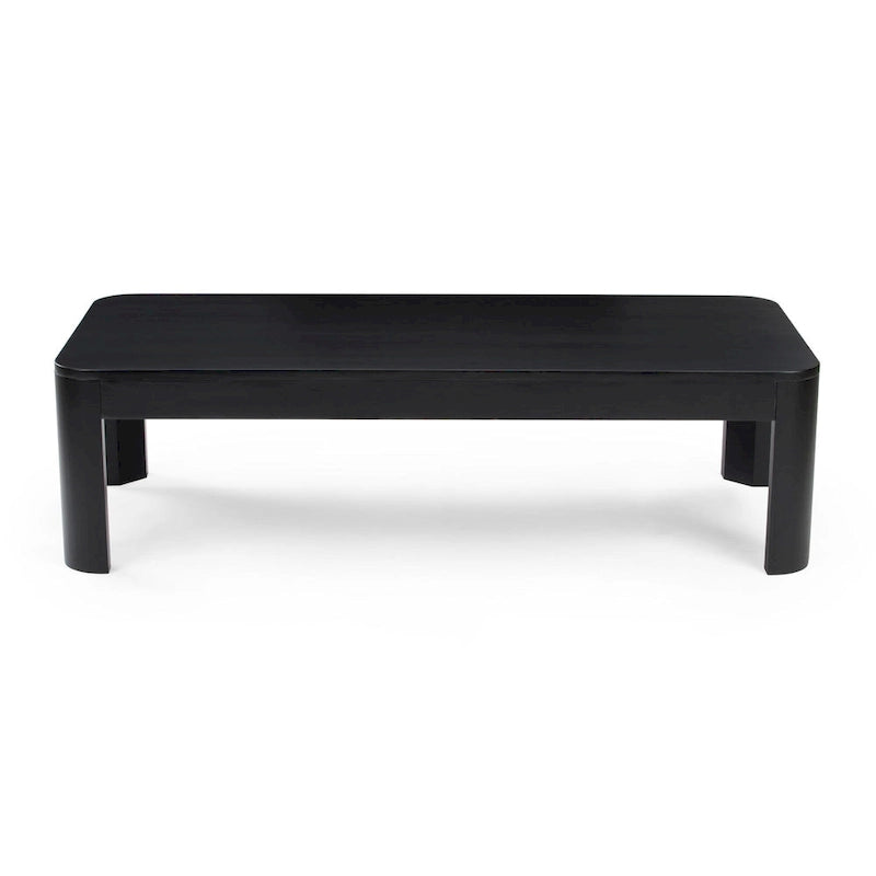 Table basse rectangulaire galbée en bois et poutre