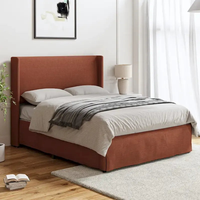Housse de lit en tissu lavable de style traditionnel avec lit rembourré à cadre métallique
