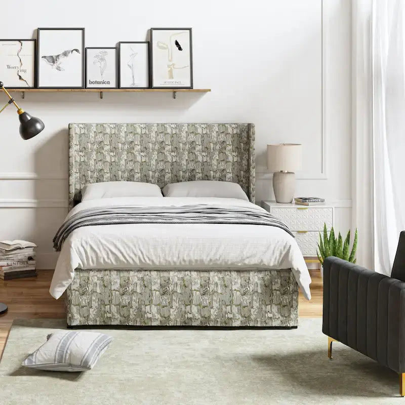 Housse de lit en tissu lavable de style traditionnel avec lit rembourré à cadre métallique