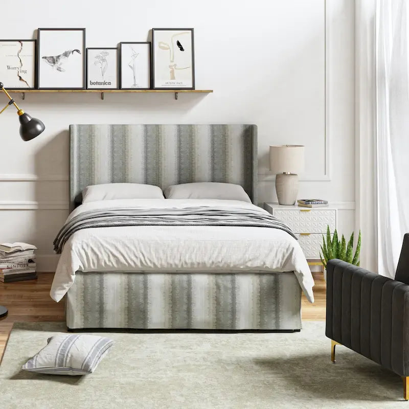 Housse de lit en tissu lavable de style traditionnel avec lit rembourré à cadre métallique