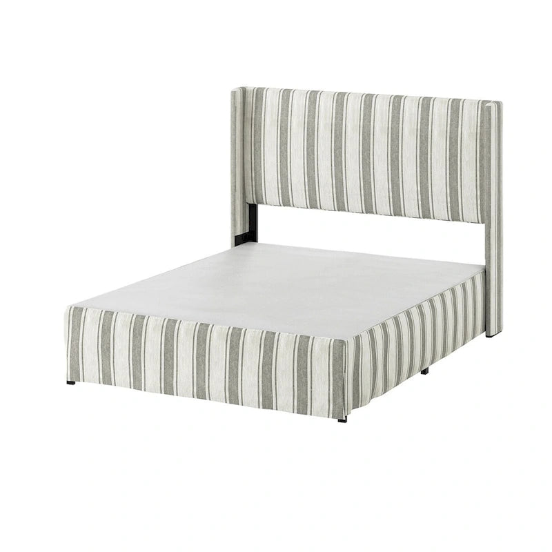 Housse de lit en tissu lavable de style traditionnel avec lit rembourré à cadre métallique