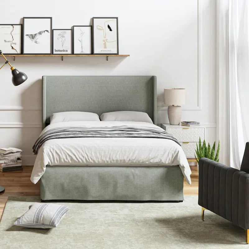 Housse de lit en tissu lavable de style traditionnel avec lit rembourré à cadre métallique
