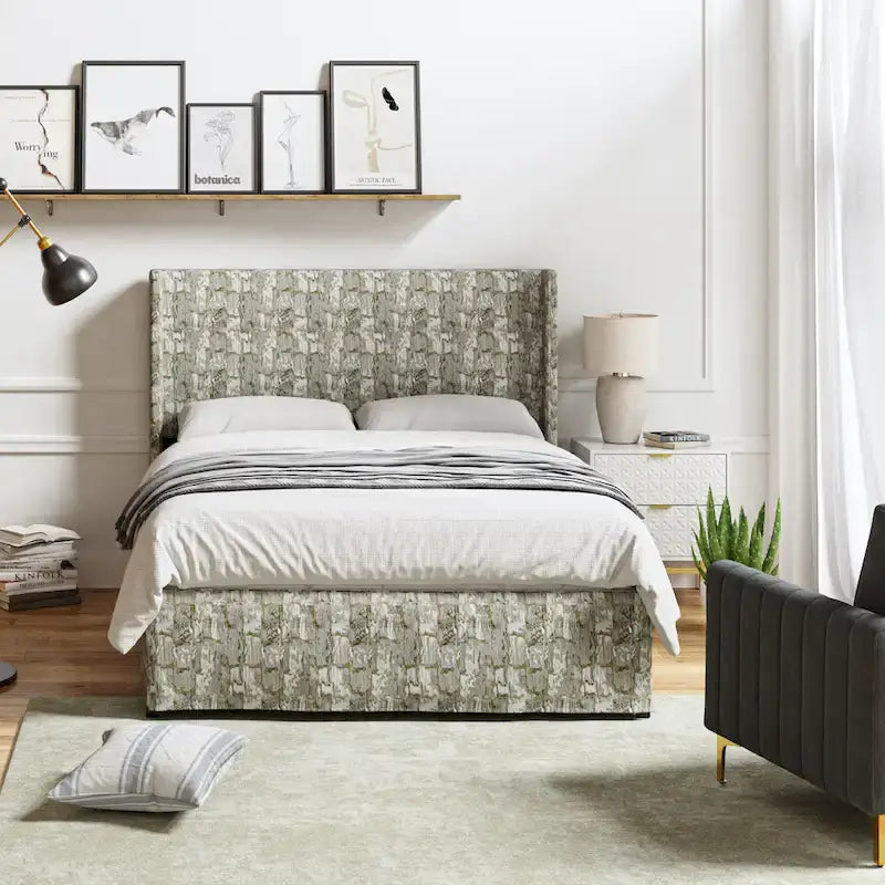 Housse de lit en tissu lavable de style traditionnel avec lit rembourré à cadre métallique