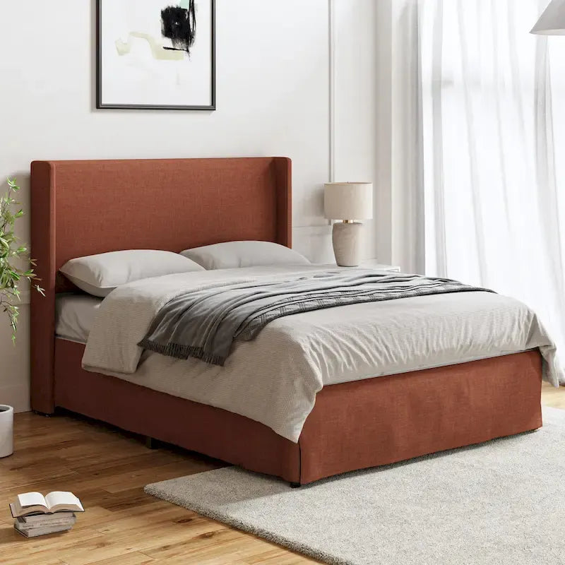 Housse de lit en tissu lavable de style traditionnel avec lit rembourré à cadre métallique