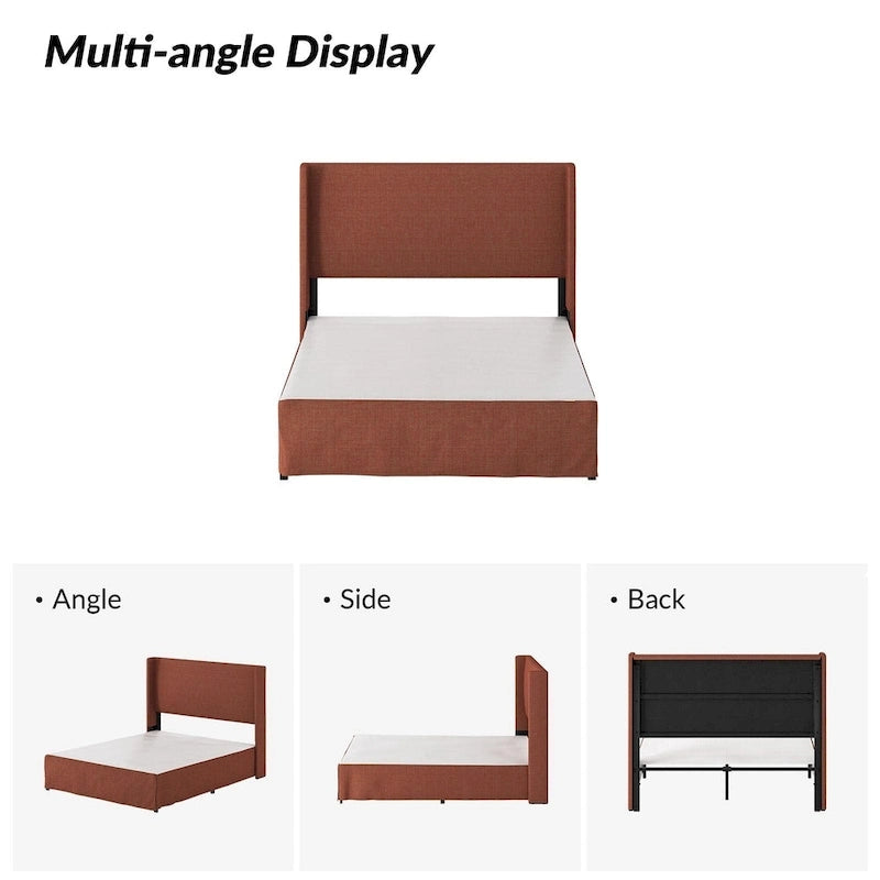 Housse de lit en tissu lavable de style traditionnel avec lit rembourré à cadre métallique