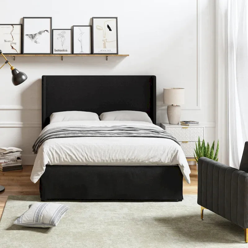 Housse de lit en tissu lavable de style traditionnel avec lit rembourré à cadre métallique