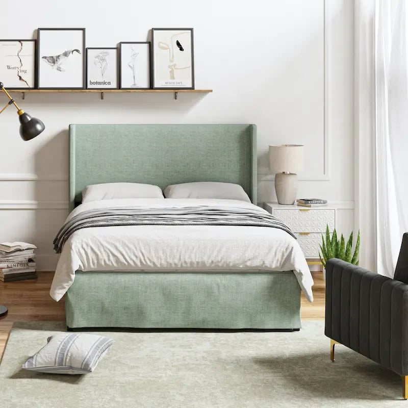 Housse de lit en tissu lavable de style traditionnel avec lit rembourré à cadre métallique