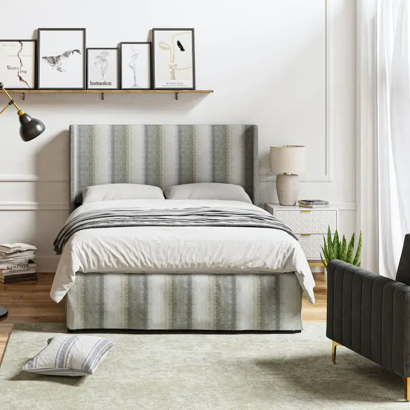Housse de lit en tissu lavable de style traditionnel avec lit rembourré à cadre métallique
