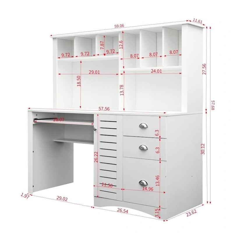 Bureau d'ordinateur à domicile avec huche