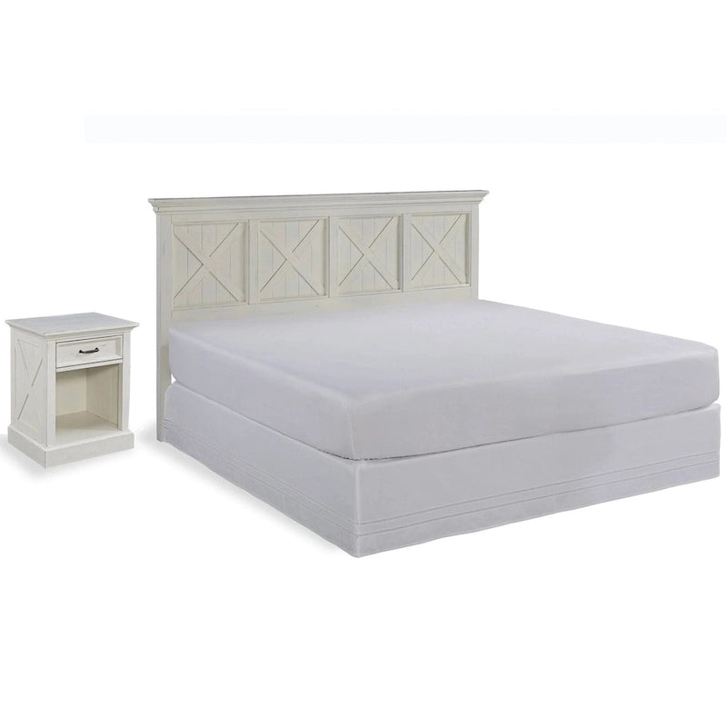 Ensemble deux pièces blanc cassé — Combinaison tête de lit et table de chevet très grand format