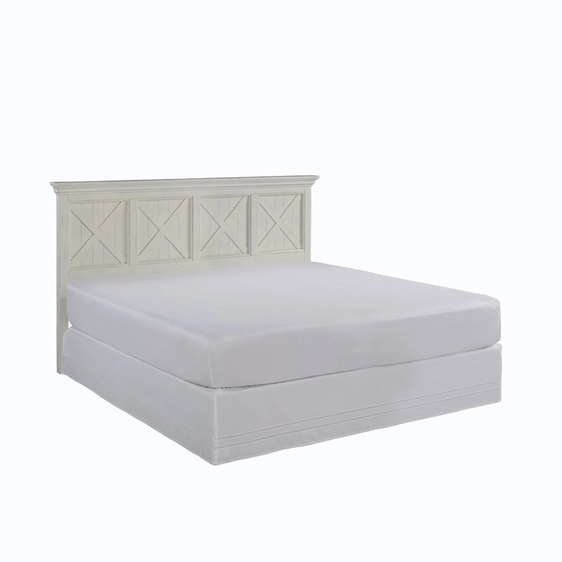 Ensemble deux pièces blanc cassé — Combinaison tête de lit et table de chevet très grand format