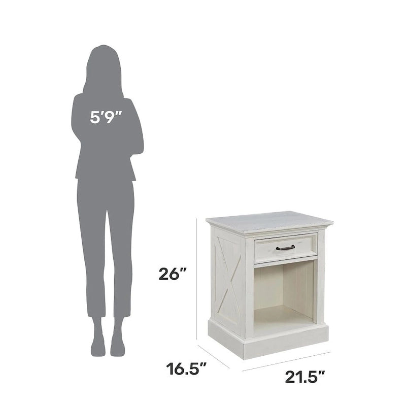 Ensemble deux pièces blanc cassé — Combinaison tête de lit et table de chevet très grand format