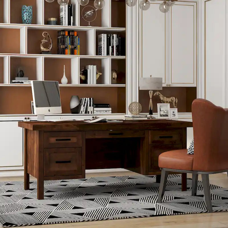 Bureau de direction de 180 cm — Aucun assemblage requis — Fini whisky