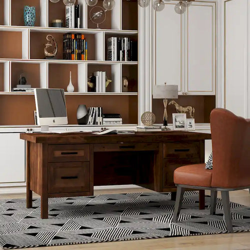 Bureau de direction de 180 cm — Aucun assemblage requis — Fini whisky