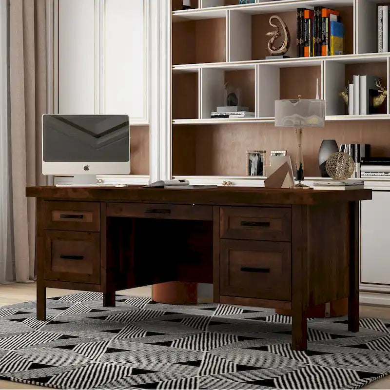Bureau de direction de 180 cm — Aucun assemblage requis — Fini whisky