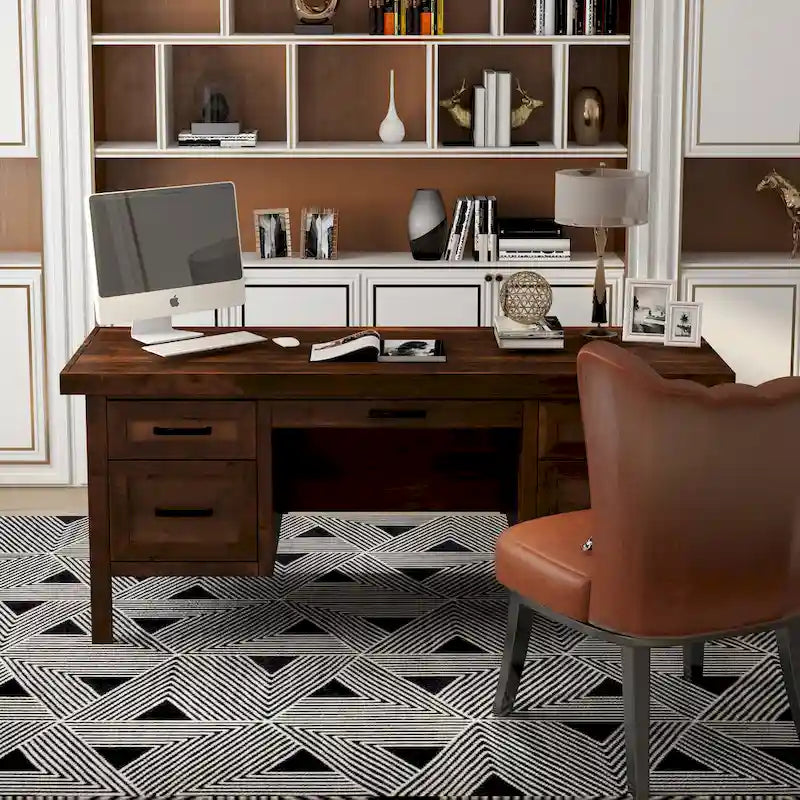 Bureau de direction de 180 cm — Aucun assemblage requis — Fini whisky