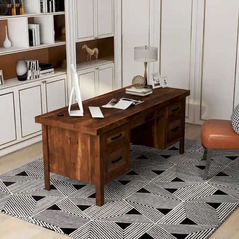 Bureau de direction de 180 cm — Aucun assemblage requis — Fini whisky