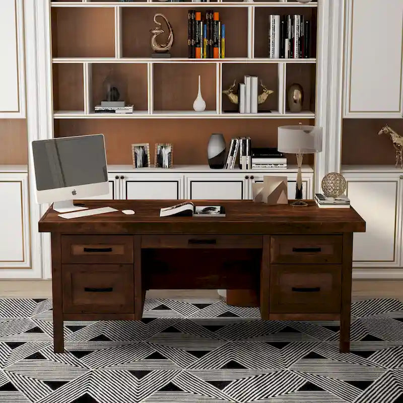 Bureau de direction de 180 cm — Aucun assemblage requis — Fini whisky