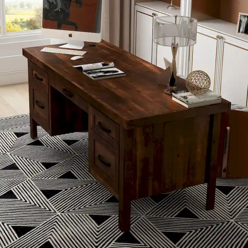 Bureau de direction de 180 cm — Aucun assemblage requis — Fini whisky