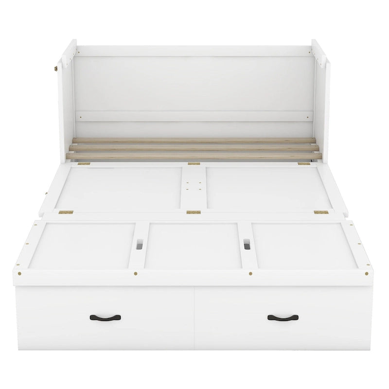 Lit escamotable grand format avec port USB et grand tiroir, gris