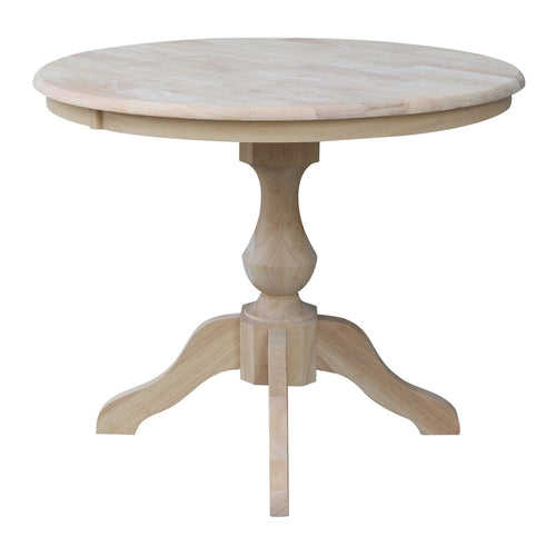 Table de salle à manger à pied central, plateau rond de 36 po - Non finie
