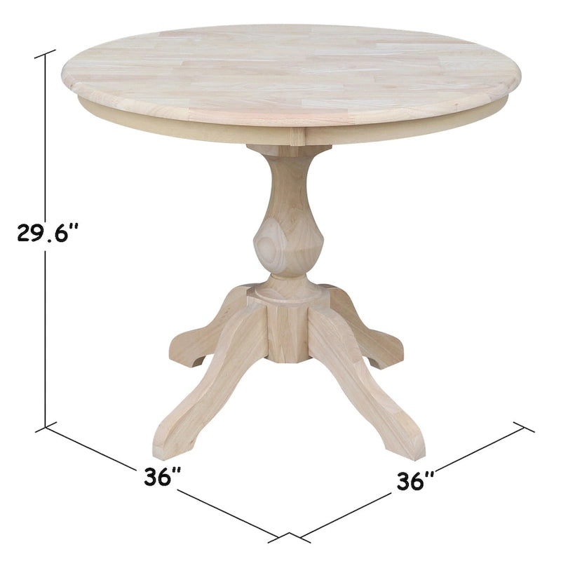 Table de salle à manger à pied central, plateau rond de 36 po - Non finie