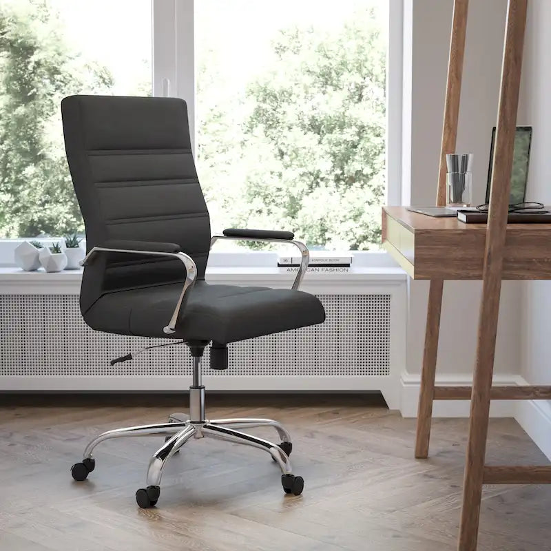 Fauteuil de direction pivotant à dossier haut (avec piètement chromé)