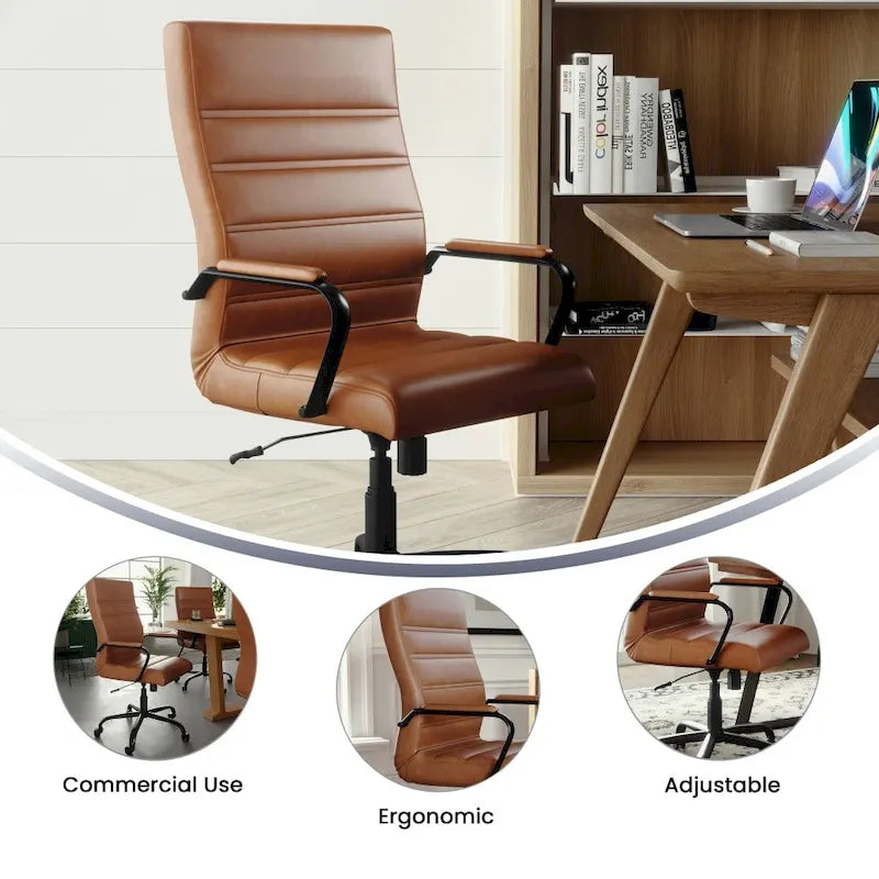 Fauteuil de direction pivotant à dossier haut (avec piètement chromé)