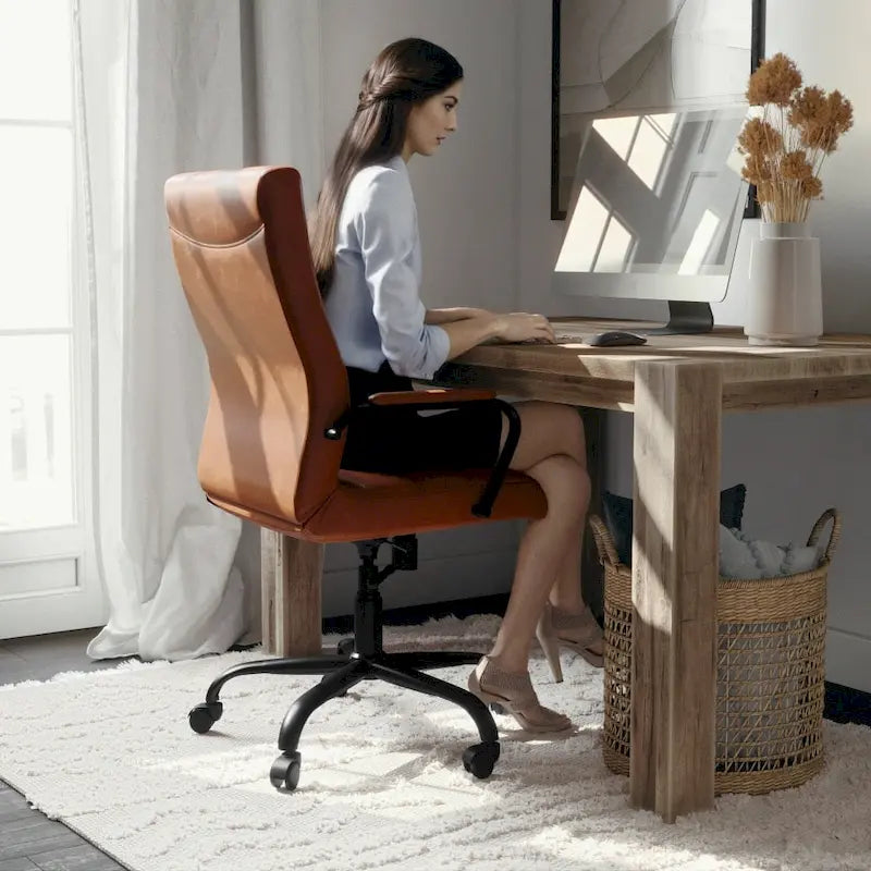 Fauteuil de direction pivotant à dossier haut (avec piètement chromé)