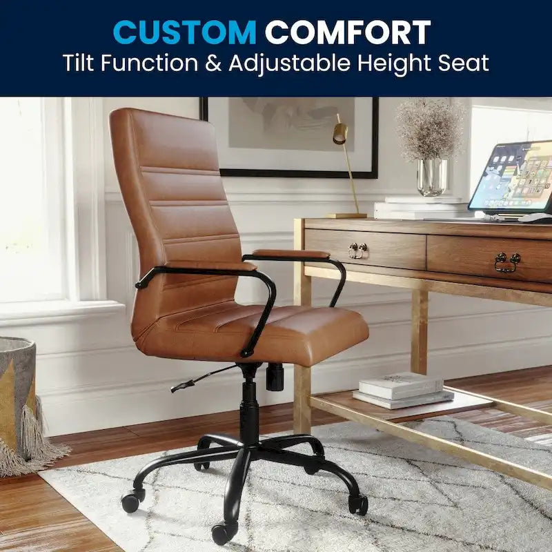 Fauteuil de direction pivotant à dossier haut (avec piètement chromé)
