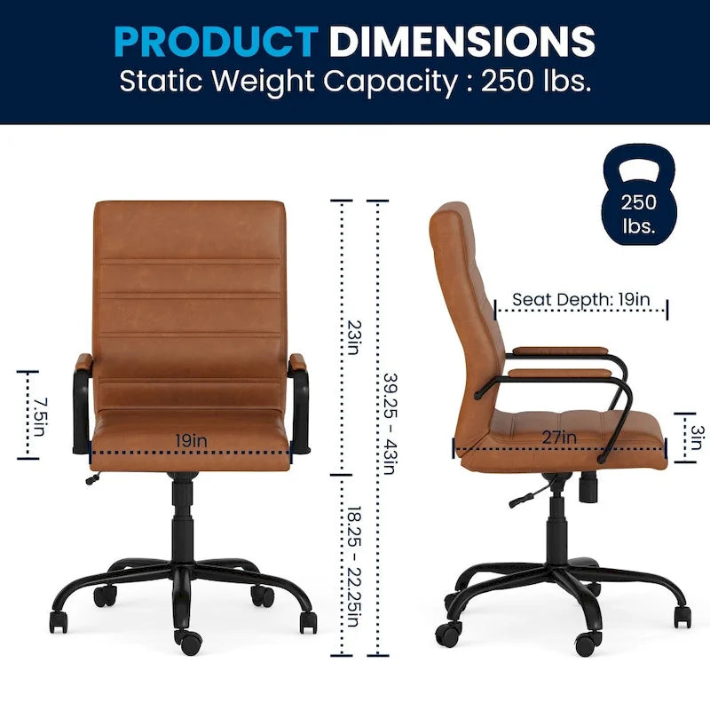 Fauteuil de direction pivotant à dossier haut (avec piètement chromé)
