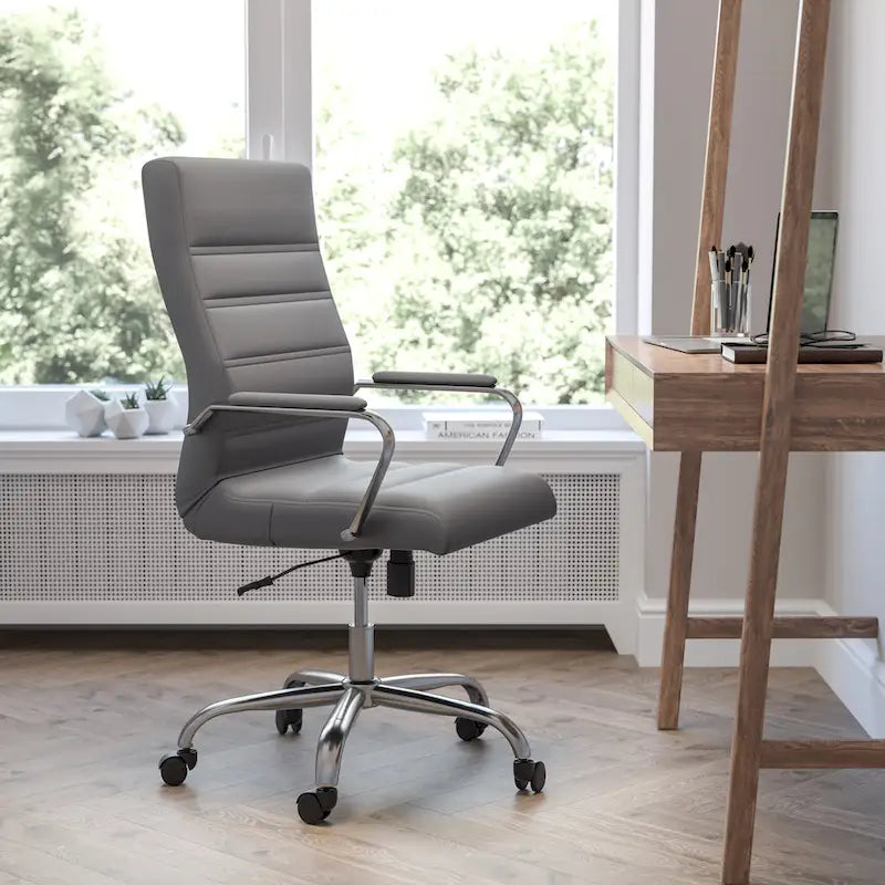 Fauteuil de direction pivotant à dossier haut (avec piètement chromé)