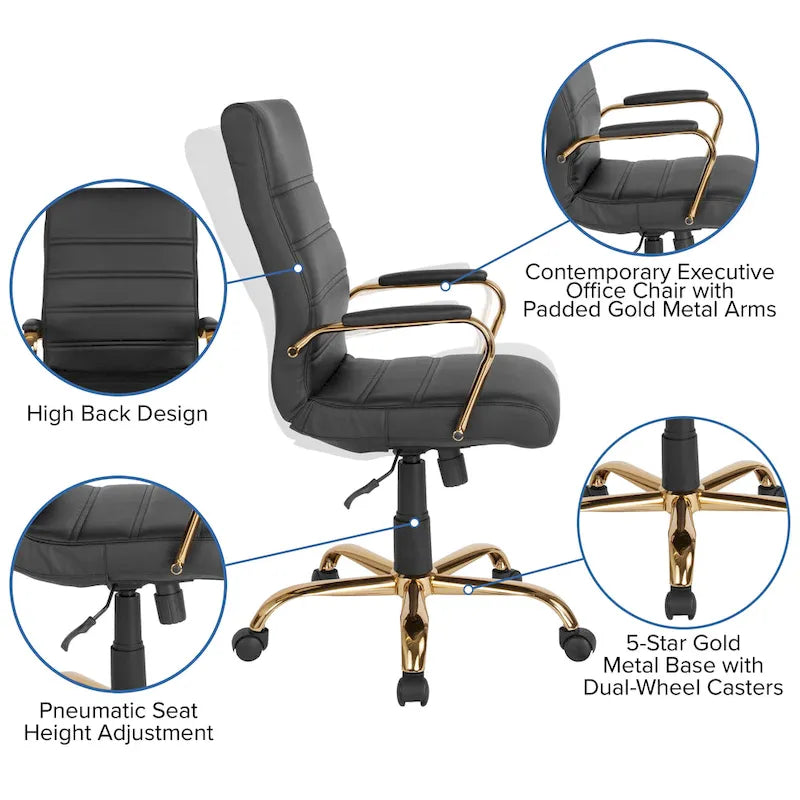 Fauteuil de direction pivotant à dossier haut (avec piètement chromé)