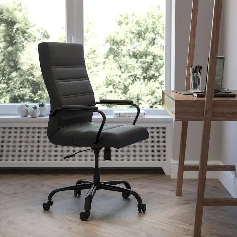 Fauteuil de direction pivotant à dossier haut (avec piètement chromé)