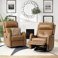 Fauteuil inclinable pivotant et berçant en cuir véritable (avec clous décoratifs) — Ensemble de 2 pièces