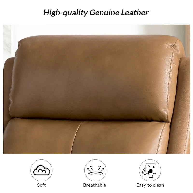 Fauteuil inclinable pivotant et berçant en cuir véritable (avec clous décoratifs) — Ensemble de 2 pièces
